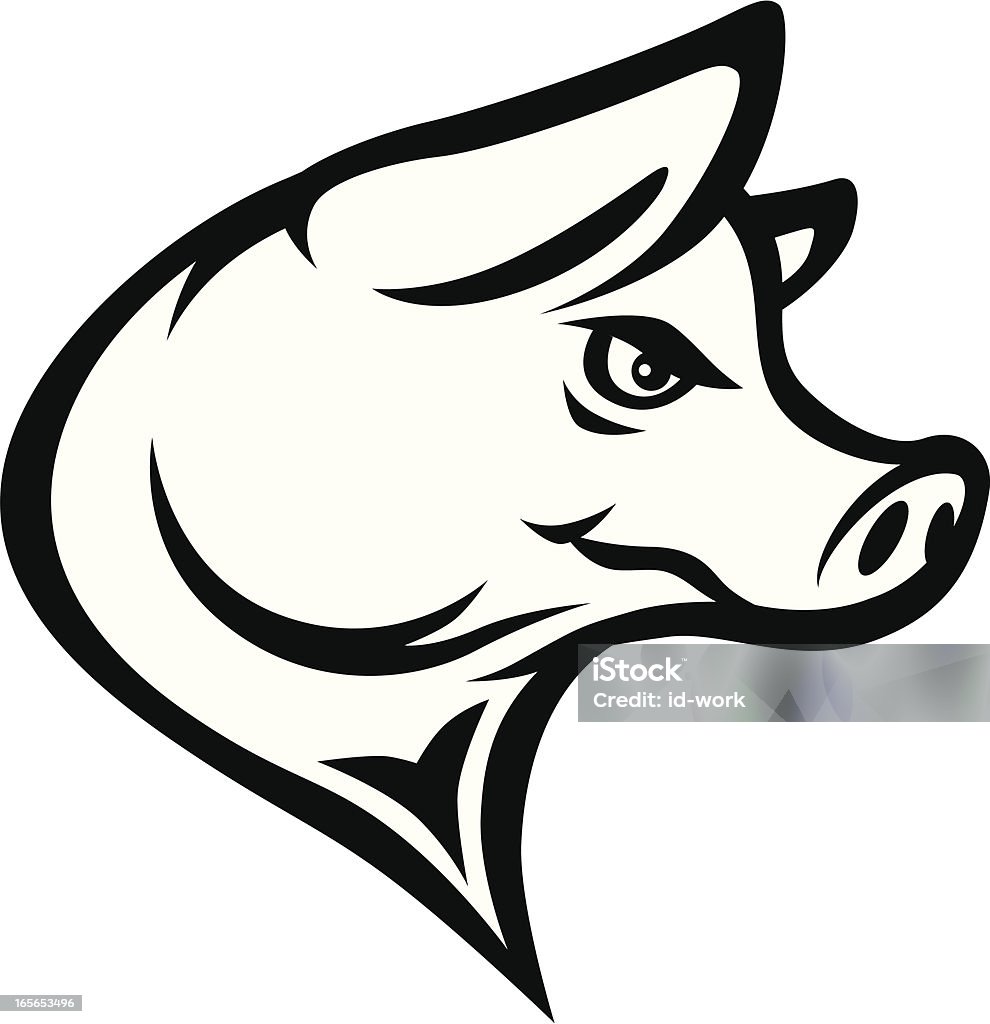 pig head vector mascot of pig head in black and white. Animal stock vector