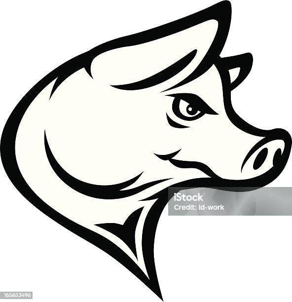 Pig Head Stock Illustration - Download Image Now - Animal, Arts Culture and Entertainment, Black And White
