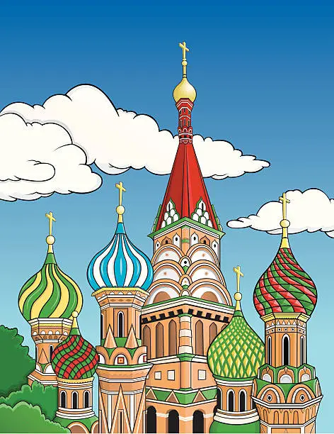 Vector illustration of Saint Basil's Cathedral, Russia