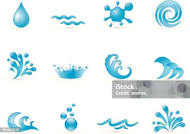 Icone Di Acqua - Immagini vettoriali stock e altre immagini di Acqua - Acqua, Goccia, Schizzare