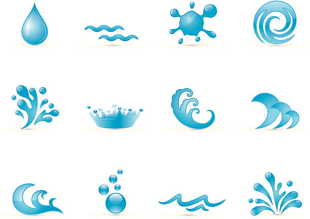 ikony wody - splashing water drop white background stock illustrations