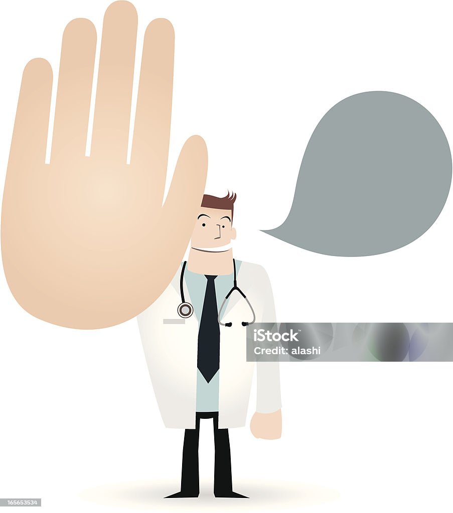 Gestes (Geste de la main): Docteur montrant le Geste stop (Non&nbsp;! Ne pas&nbsp;! ) - clipart vectoriel de Docteur libre de droits