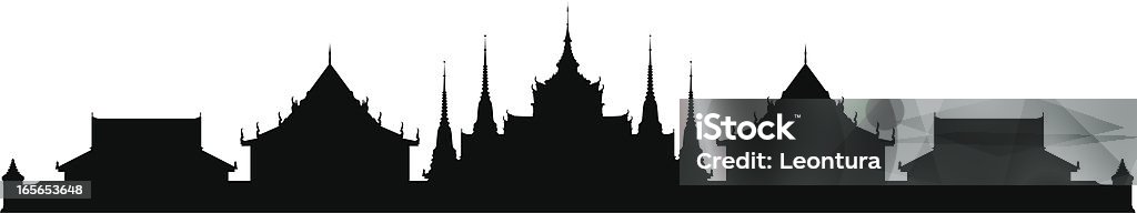 Wat Pho, Bangkok (wszystkie budynki są szczegółowe, kompleksowe i ruchome - Grafika wektorowa royalty-free (Bangkok)