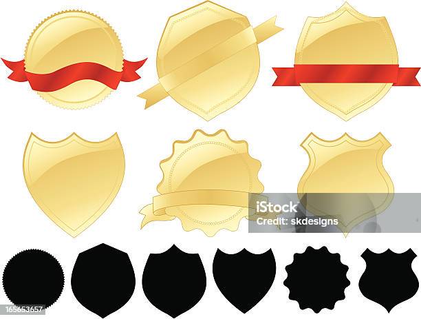 Gold Robben Medaillen Shields Bänder Designelementeset Stock Vektor Art und mehr Bilder von Abzeichen