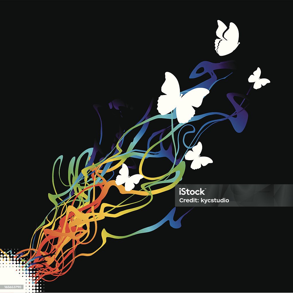 explosion de couleurs avec des papillons - clipart vectoriel de Carré - Composition libre de droits