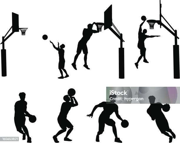 Basketball Silhouette Collection Stock Illustration - Download Image Now - Basketball Player, Outline, Basketball - Sport