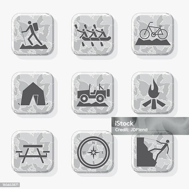 Na Świeżym Powietrzu Ikony W Czarny I Biały - Stockowe grafiki wektorowe i więcej obrazów 4x4 - 4x4, Alpinizm, Bicykl