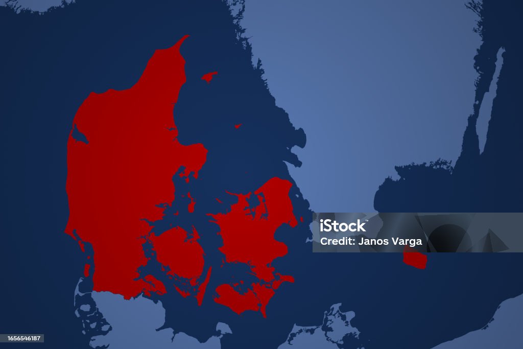 Denmark Blue Color Europe Map Series With Denmark Blue Stock Illustration - Download Image ...
