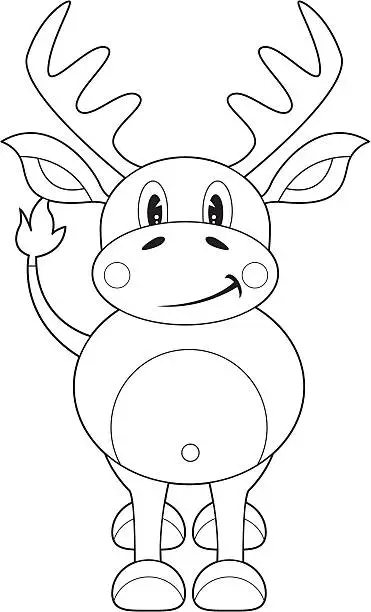 Vector illustration of Colour In Reindeer Character