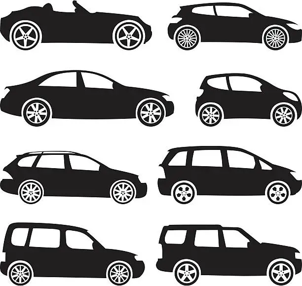 Vector illustration of Black Silhouettes - Cars