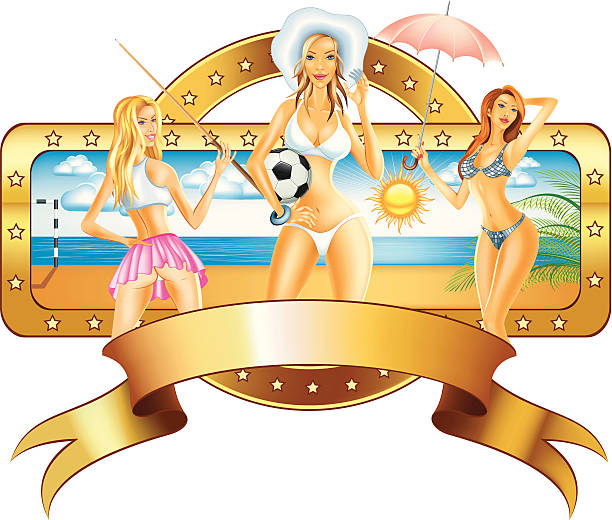 plaża entertainment - sensuality party sun sunlight stock illustrations