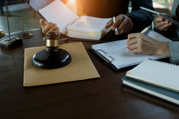 istock Law business contact at office desk. 1656550939