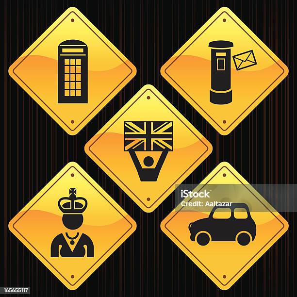 Желтые Знакианглия — стоковая векторная графика и другие изображения на тему Автомобиль - Автомобиль, Английский флаг, Англия