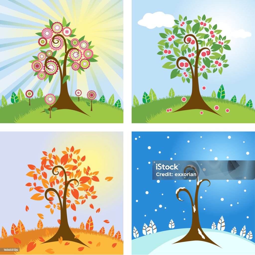 Four Seasons in Nature Background for four seasonal trees Autumn stock vector