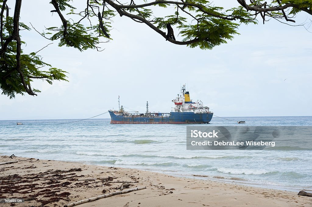Freighter na morzu - Zbiór zdjęć royalty-free (Zakotwiczony)