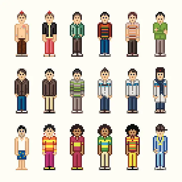 Vector illustration of People in Pixel Art Style - Boy