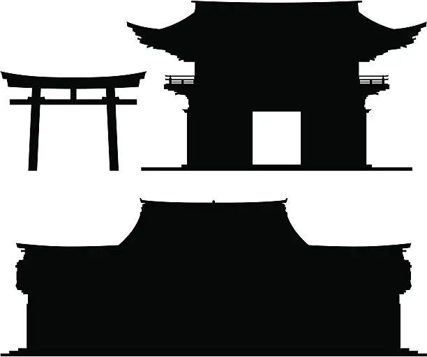 Vector illustration of Meiji Jingu, Japan