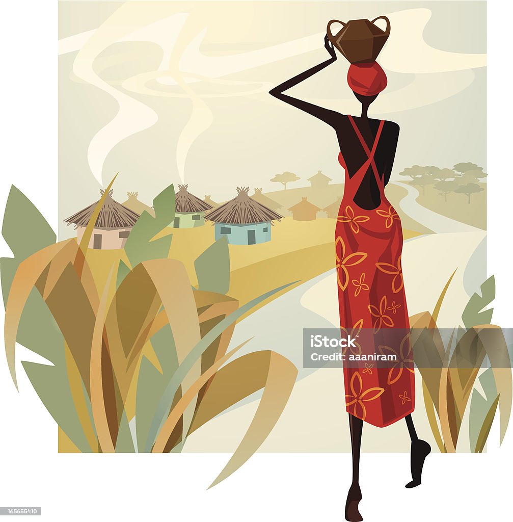Miss Africa Woman silhouette and background are grouped and layered separately. JPG file in a high resolution also available. Africa stock vector