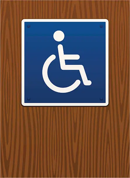Vector illustration of Disabled sign on a wooden background