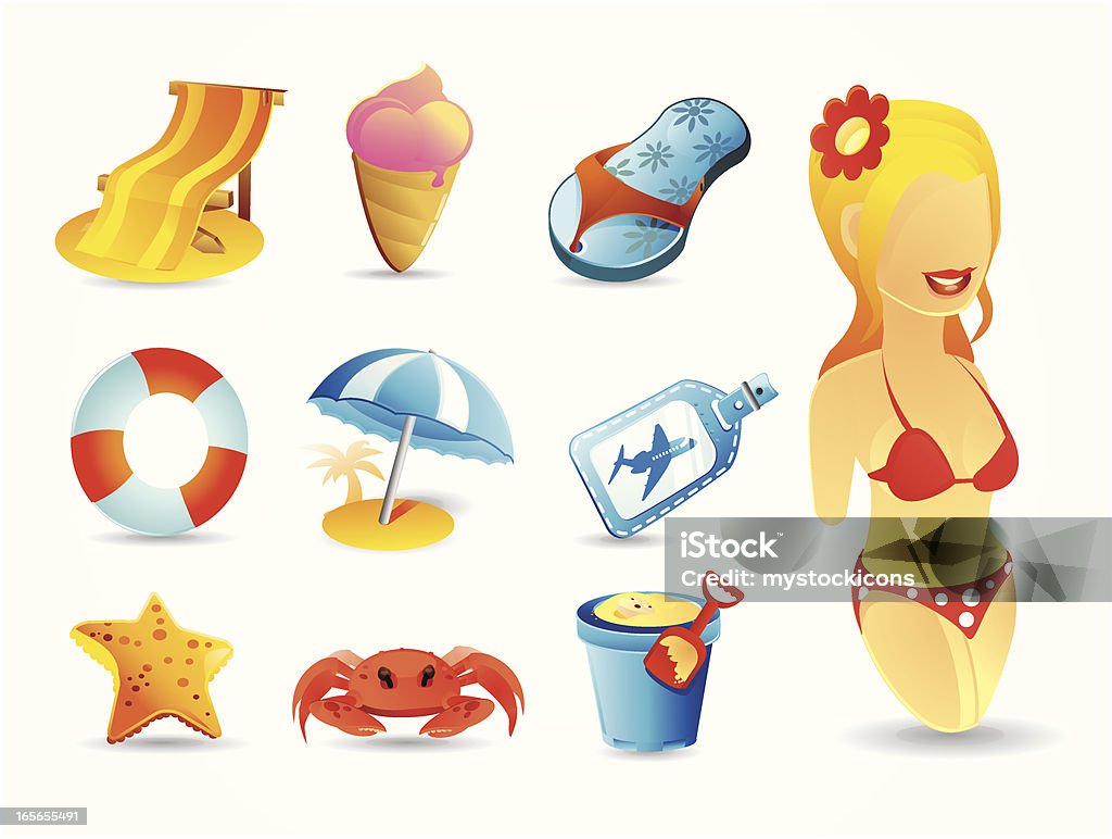 Verano, iconos de playa - arte vectorial de Adulto libre de derechos