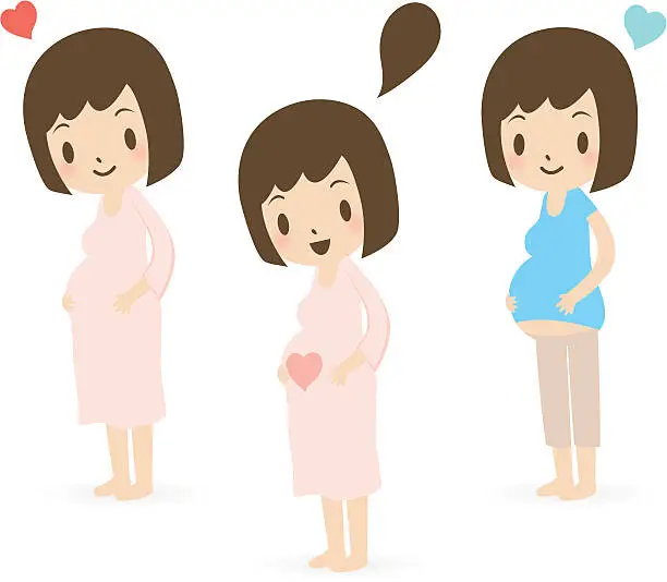 Vector illustration of Love: Happy future mother waiting(Pregnancy)