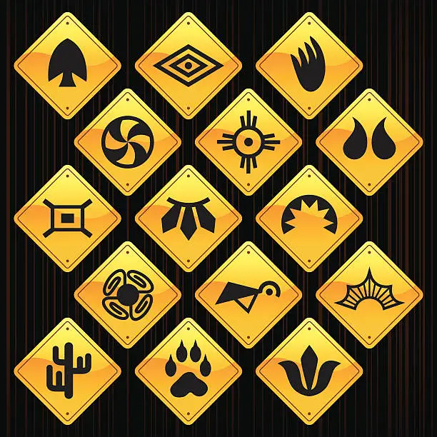 Vector illustration of Yellow Signs - Indian Tribal