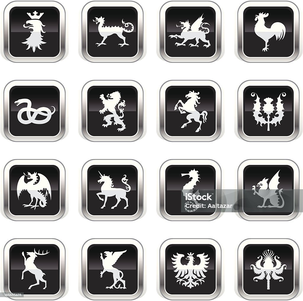 Supergloss araldica animali icone-nero - arte vettoriale royalty-free di Bianco