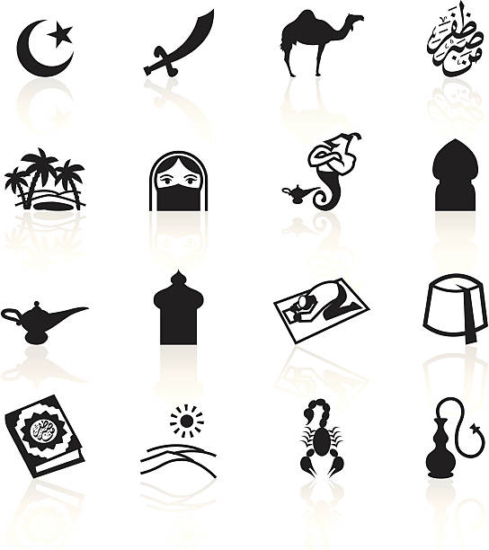 черные символы-персидский - scimitar stock illustrations