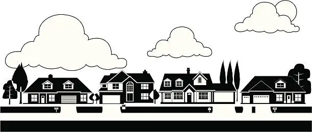 Vector illustration of Suburban Scene