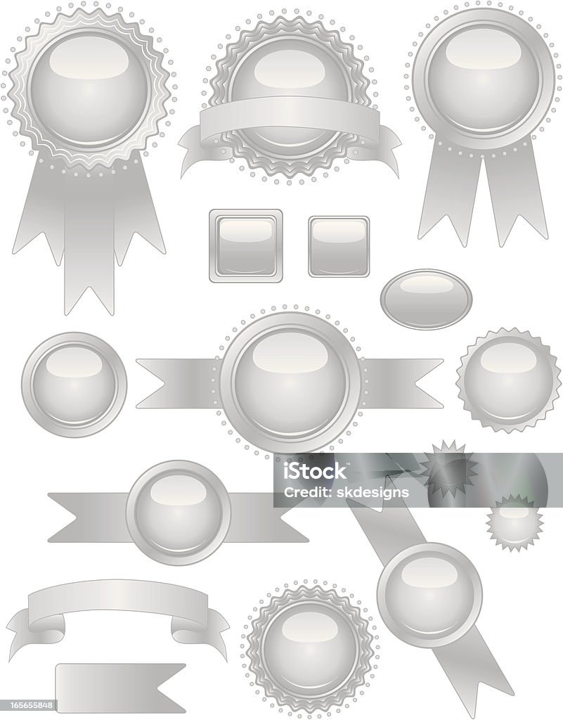 Silber Robben und Aufkleber-Set - Lizenzfrei Siegelstempel Vektorgrafik