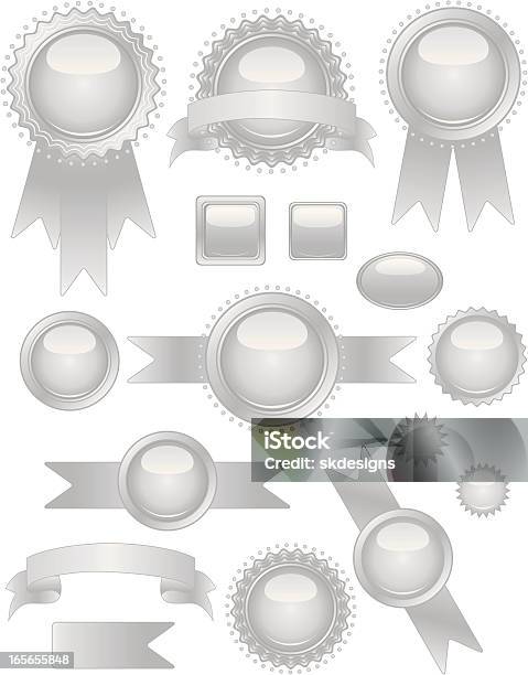 Shiny Silver Seals And Stickers Set Stock Illustration - Download Image Now - Seal - Stamp, Silver - Metal, Silver Colored