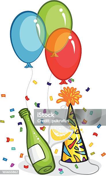 Símbolos De Festa - Arte vetorial de stock e mais imagens de Balão - Enfeite - Balão - Enfeite, Balão de Hélio, Bebida