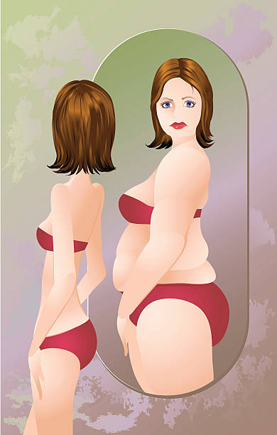 illustrations, cliparts, dessins animés et icônes de femme avec anorexia ou boulimie dans un maillot de bain - bulimia