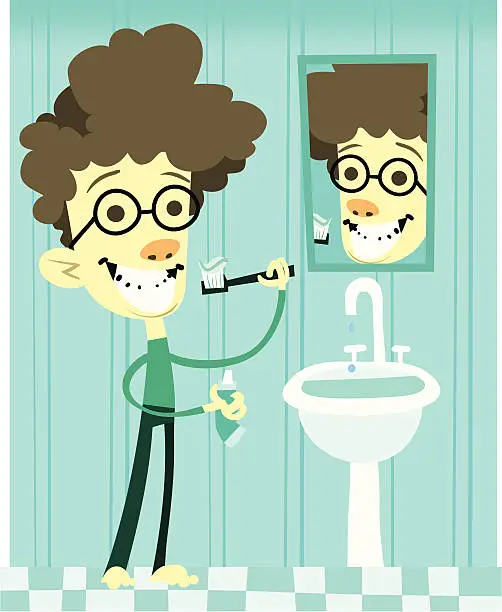 Vector illustration of Brush them pearly whites!