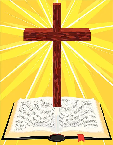 Vector illustration of Bible and Cross