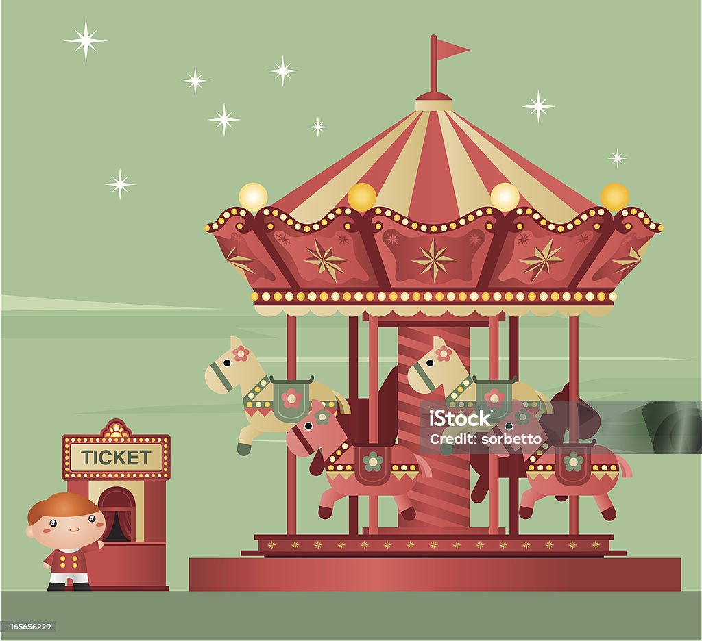 Carousel Carousel and ticket booth. Zip contains AI and PDF. Carousel Horses stock vector