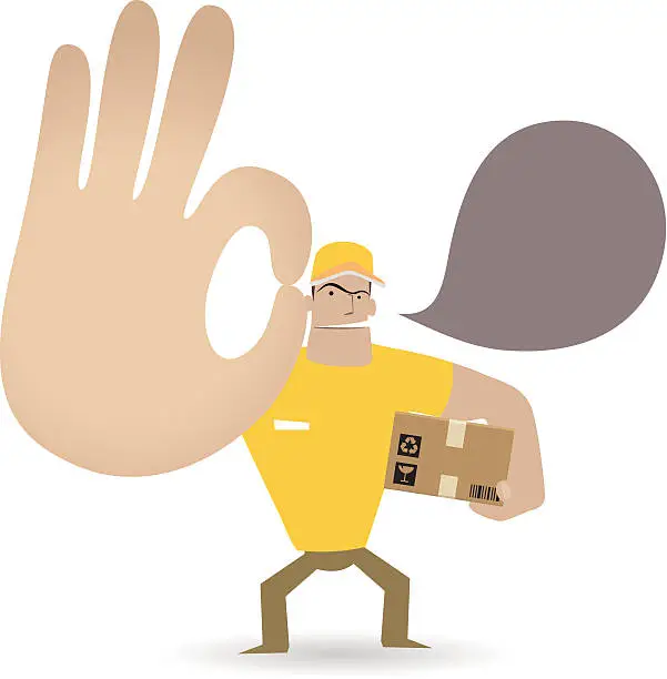 Vector illustration of Gesturing(Hand Sign): Deliveryman showing ok gesture