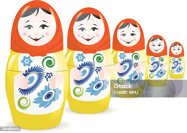 Set Di Sagoma Di Impilamento Matryoshka Russo - Immagini vettoriali stock e altre immagini di Matrioska - Matrioska, Adulto, Bambola - Giocattolo