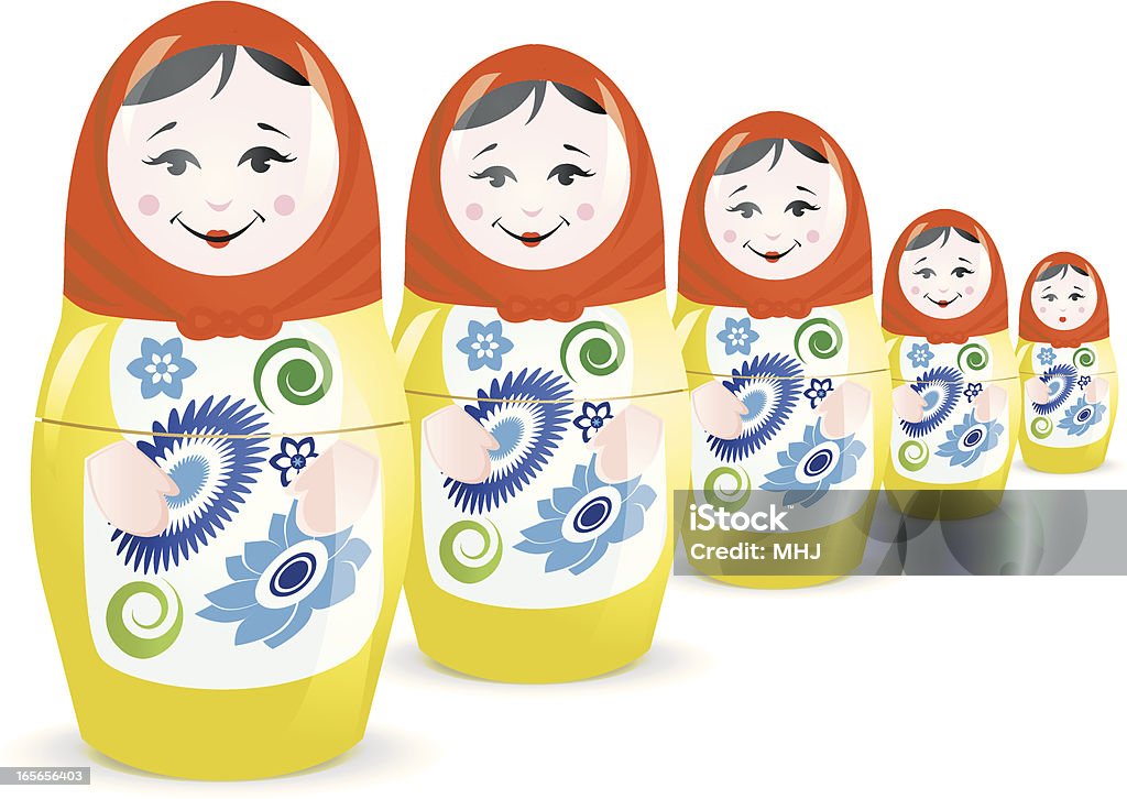 Matryoshka Boneca Russa conjunto de empilhamento - Royalty-free Boneca Russa arte vetorial