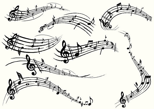 музыкальная нота - musical note treble clef sheet music key signature stock illustrations