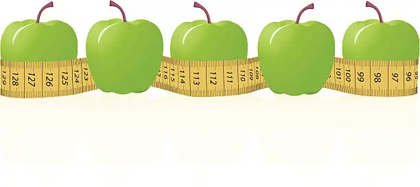 Vector illustration of Apple Tape Measure Border