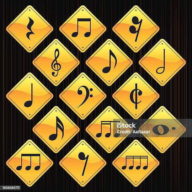 Yellow Signs Musical Notes Stock Illustration - Download Image Now - Black Color, Cartoon, Color Gradient