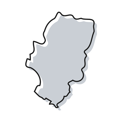 Map of Aragon sketched and isolated on a blank background. The map is gray with a black outline. Vector Illustration (EPS file, well layered and grouped). Easy to edit, manipulate, resize or colorize. Vector and Jpeg file of different sizes.