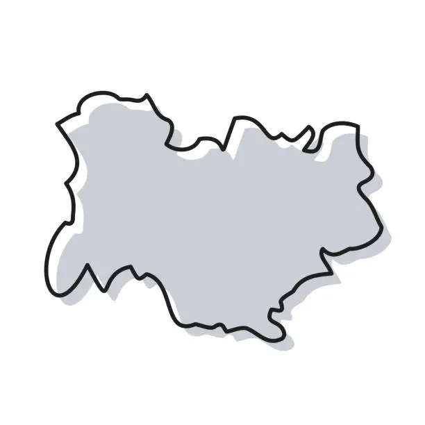 Vector illustration of Auvergne Rhone Alpes map hand drawn on white background - Trendy design