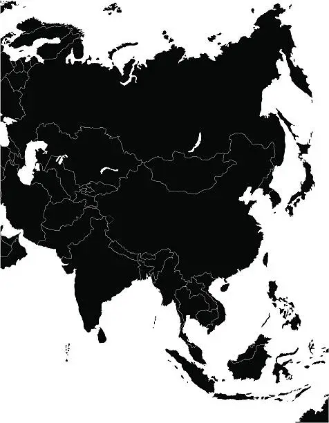 Vector illustration of Asia mono map.