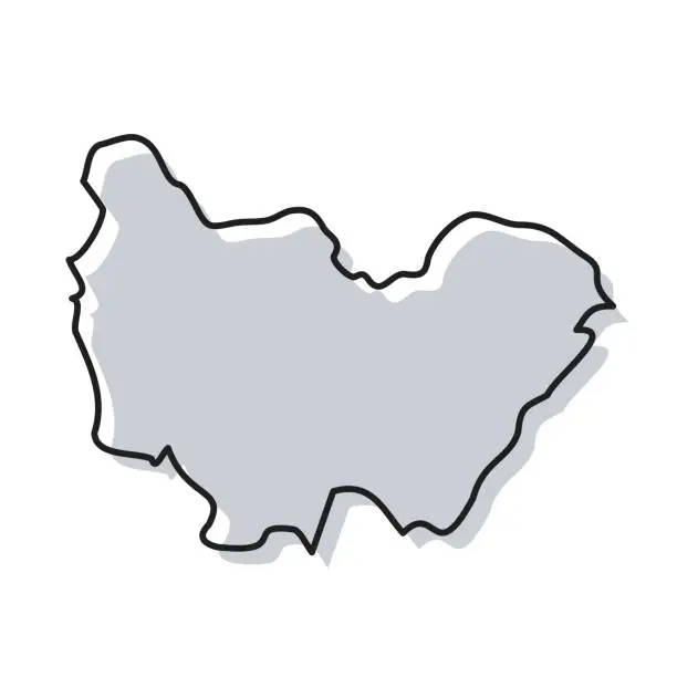Vector illustration of Bourgogne-Franche-Comte map hand drawn on white background - Trendy design