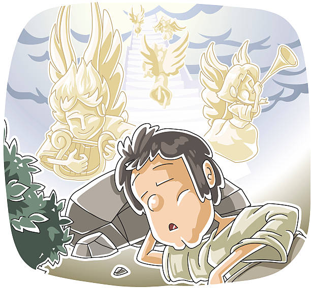 jacob's dream» - dreams cloud angel heaven stock illustrations