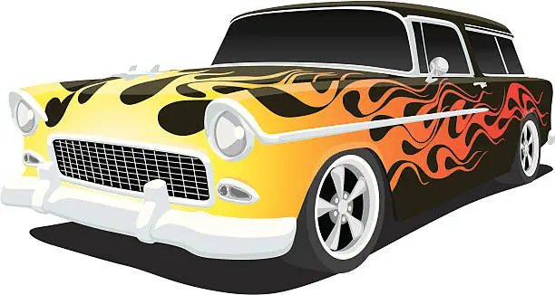 Vector illustration of Hot Rod 1955 Chevy