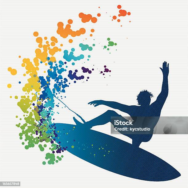 Colorido Surf - Arte vetorial de stock e mais imagens de Adulto - Adulto, Arco-Íris, Atleta