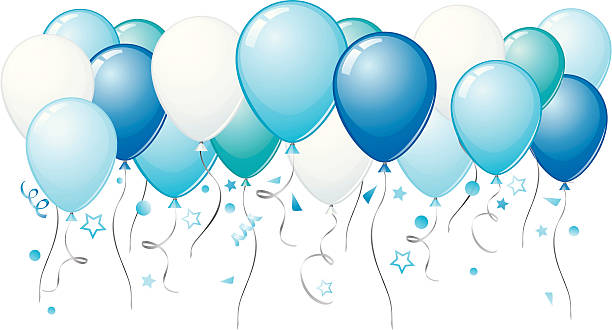 blauen ballons-up - bettafish stock-grafiken, -clipart, -cartoons und -symbole